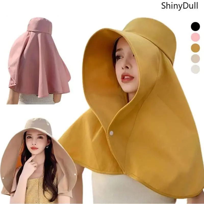 Womens Large Brim Beach Hat - Solid Color Foldable Sun Hat, Lightweight Outdoor Hat for Beach, Travel and Gardening