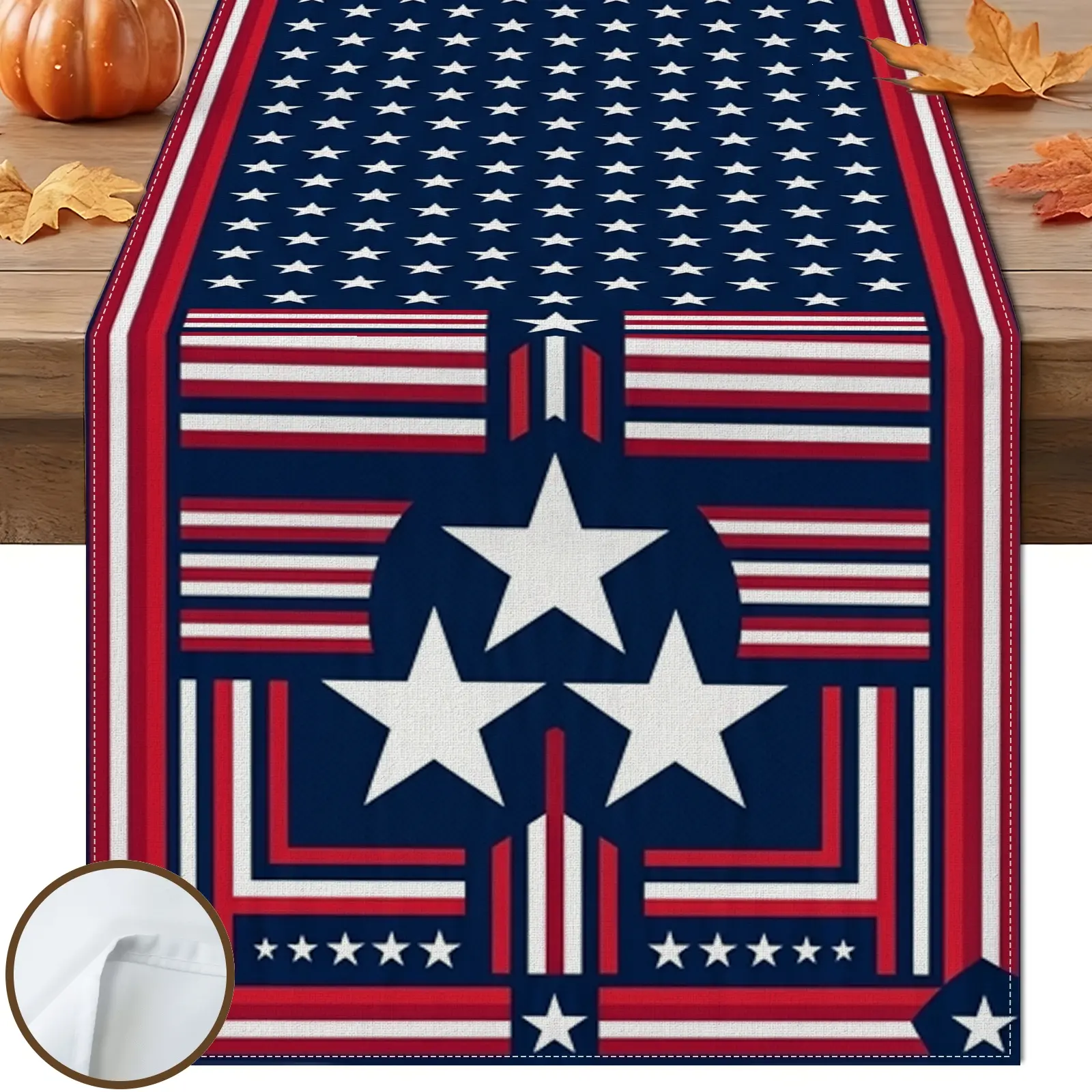 1pc American Flag Stars Stripes Table Runner, Rustic Americana Style, Red White and Blue Decorative Border, for Dining Table Kitchen Decor Home Decor Labor Day Decor
