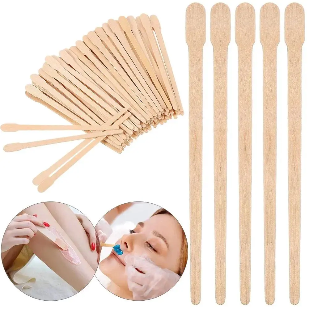 100PCS Woman Wooden Hair Removal Stick Disposable Depilation Spatula Wax Sticks Wood Face Eyebrows Waxing Spatula Beauty Tool Facial Hair Removal