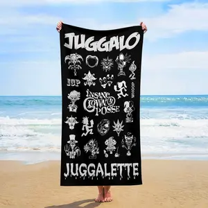 Juggalo ICP Icon Collage "Juggalo Juggalette" Print Beach Towel, Quick Dry Sand Resistant Super Absorbent Microfiber Pool Towel Ideal For ICP Fans Summer Beach Swimming Camping Concert Gift