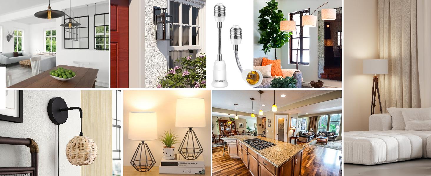 AGS Light Bulb Extender Socket (2-Pack), 19 CM 7.5 Inch Socket Extension, 360° Bendable Adjustable Standard E26/E27 Screw Base Extender Adapter AGS Light Bulb Extender Socket (2-Pack), 19 CM 7.5 Inch Socket Extension, 360° Bendable Adjustable Standard E26/E27 Screw Base Extender Adapter