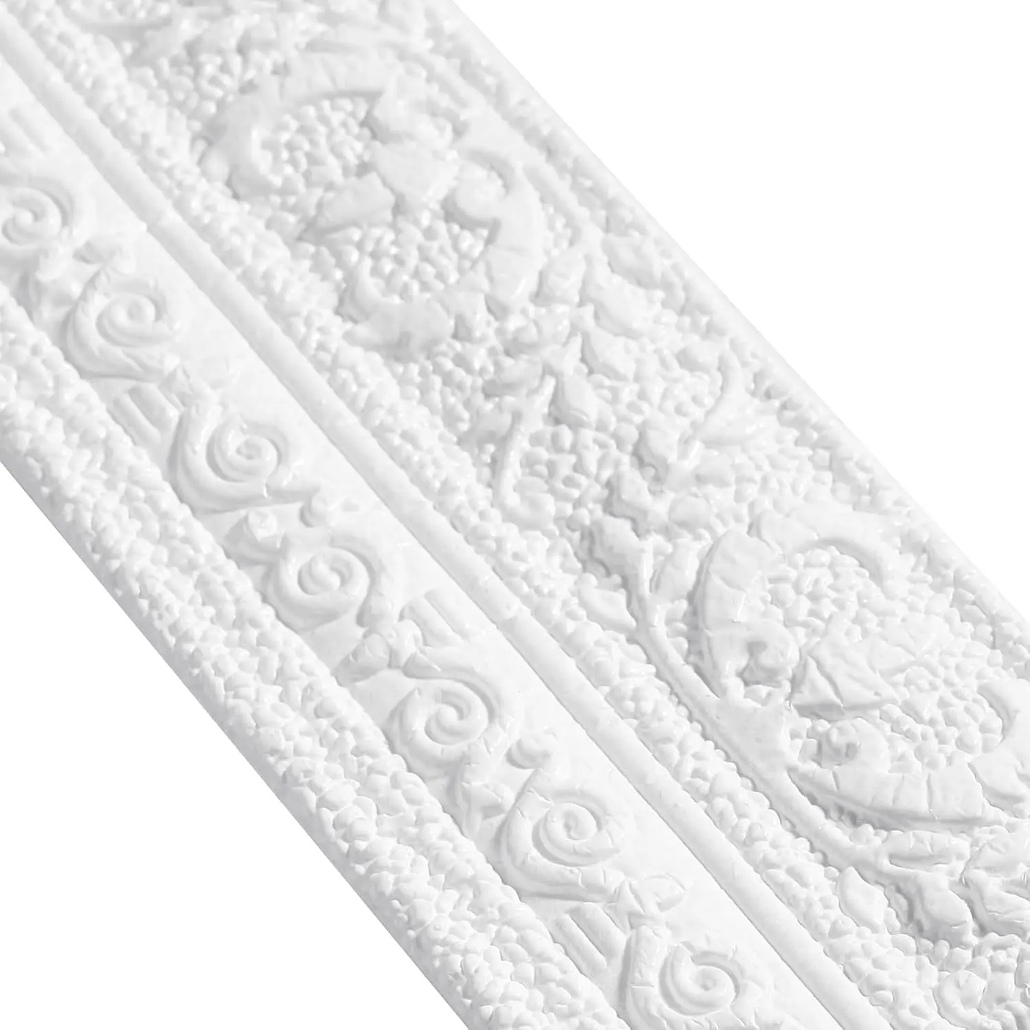 90 x 3 Inch Self Foam Molding Trim Wallpaper Border 3D Sticky Decorative Wall Lines Peel and Stick Wall Baseboard Trim for Home Hotel DIY Decor(5 Roll,White)