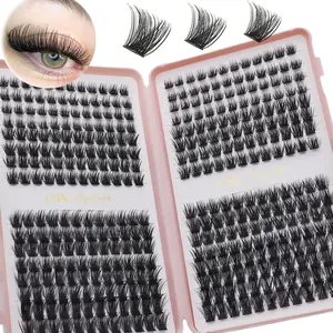 384Pcs DIY Eyelash Extensions Lash Book Individual Cluster Lashes False Eyelashes Natural Wispy Fluffy for Home Use