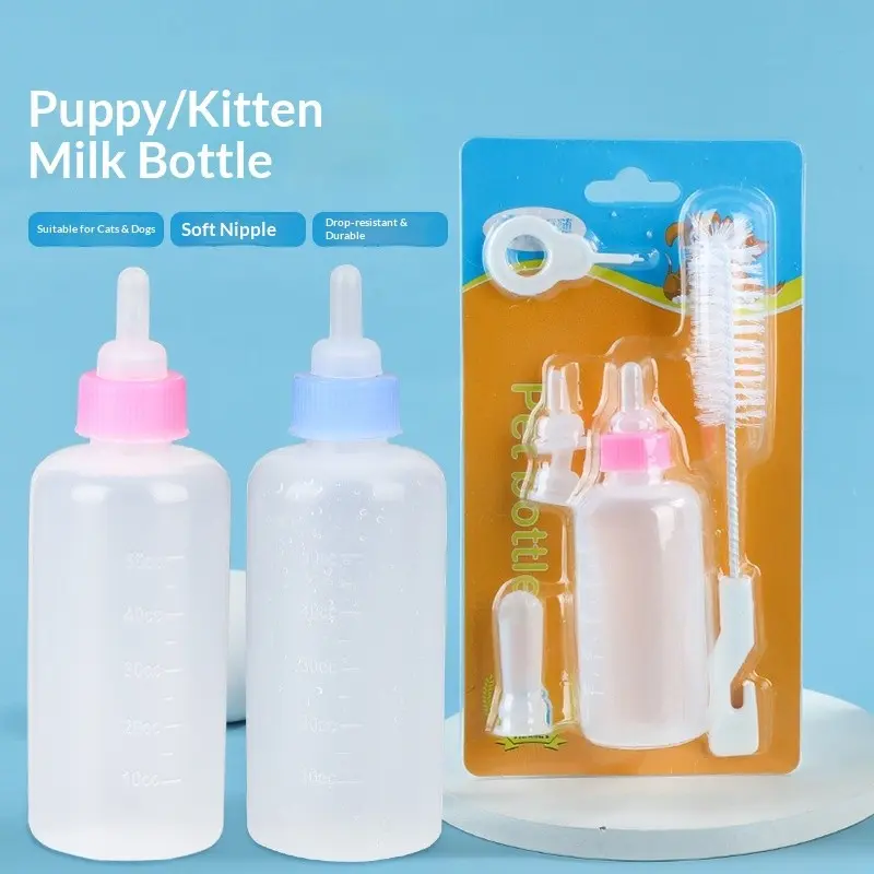 Pet Milk Bottles for Kittens and Puppies, General-Purpose Milk Bottles with Small Soft Nipples, Newborn Kitten Feeding Gadget