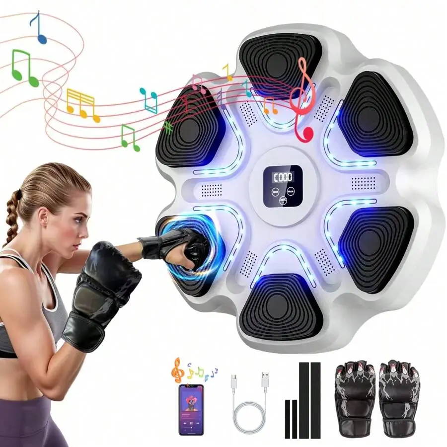 Music Boxing Machine With Boxing Gloves, Boxing Wall Mount Machine For Adult Smart Boxing Traineing Machine , Boxing Workout Equipment Target For Home, Office, Gym