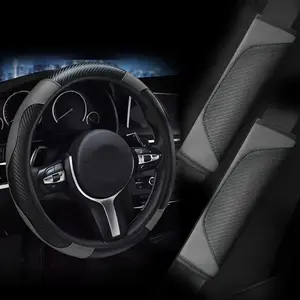 3-piece set of carbon fiber pattern interior package, including steering wheel cover and double shoulder guards, of high quality, suitable for most sedans, SUV
