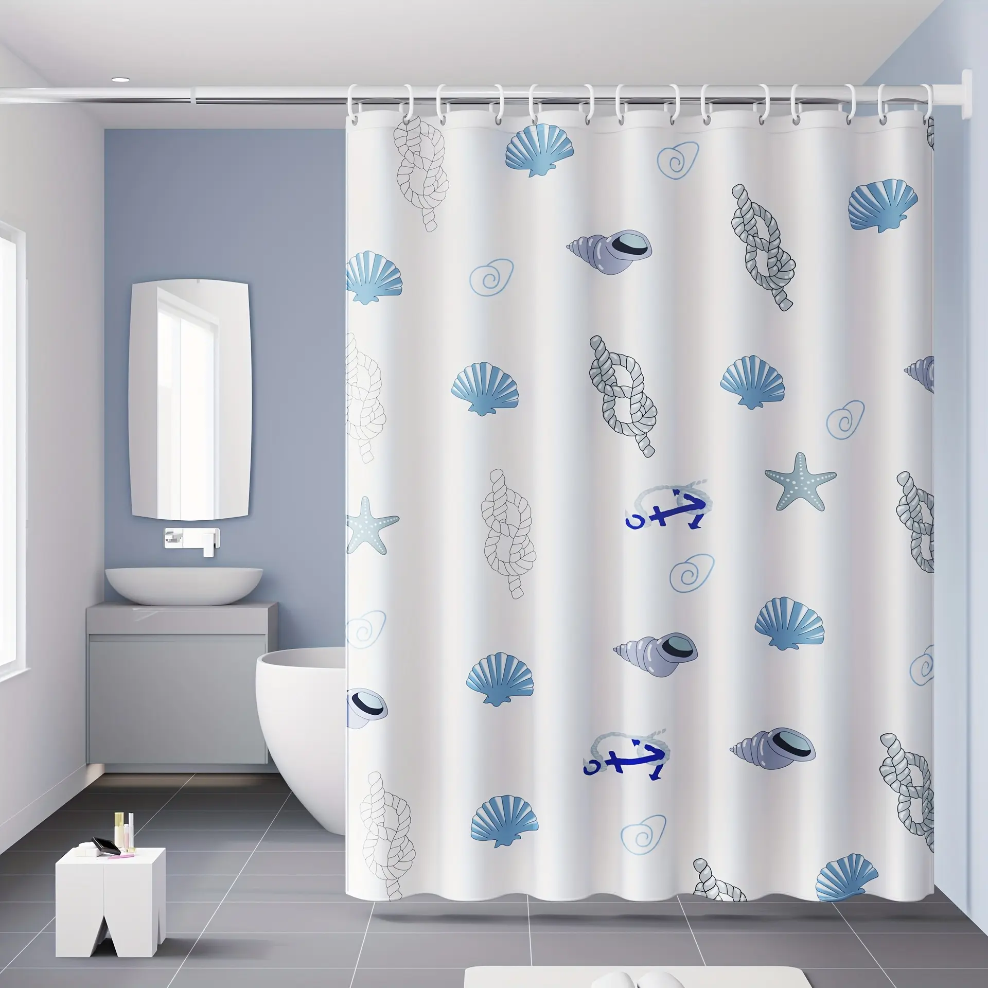 1 piece shower curtain, bathroom decoration, interior decoration, wall decoration, shower curtain, with hook, suitable for household shower curtain, curtain, door curtain, compartment curtain