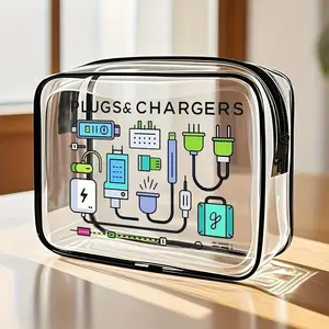Transparent Portable Handbag, Foldable Travel Toiletry Storage Bag, Unisex Zipper Pouch for Cosmetics & Electronics, Gym Accessories