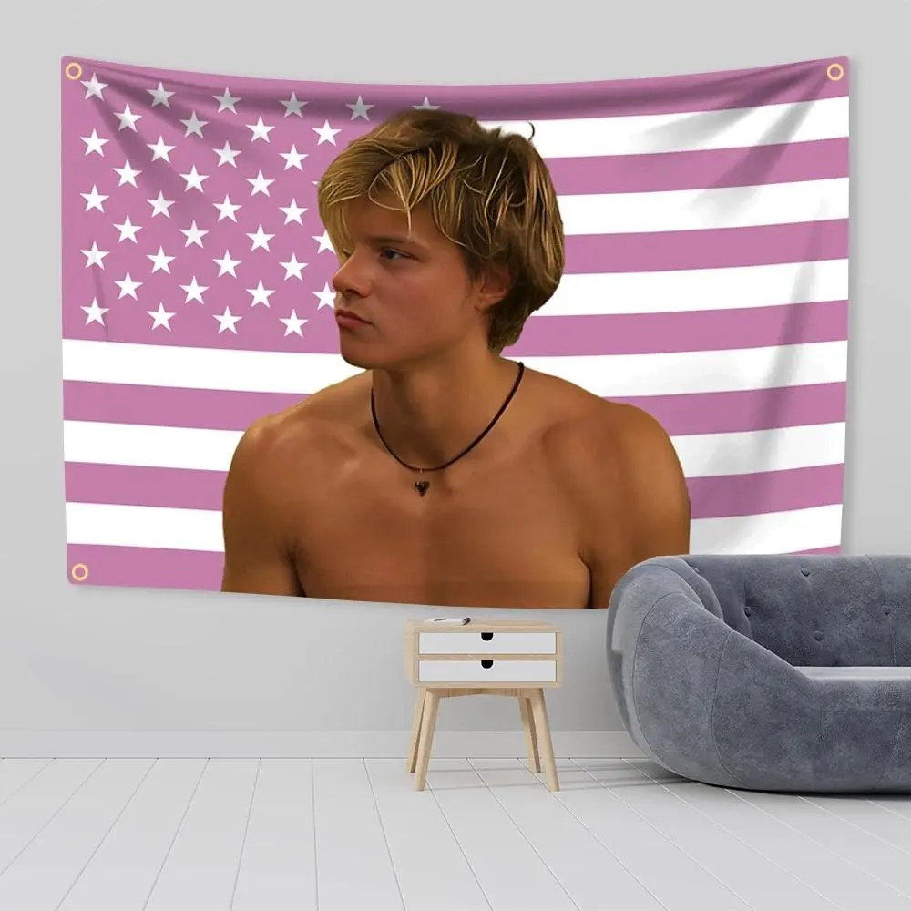JJ Maybank American Flag Aesthetic Tapestry, Outer Banks Themed Backdrop, Lightweight Hanging Photo Props, Home Bedroom Decoration Banner, Us Pride