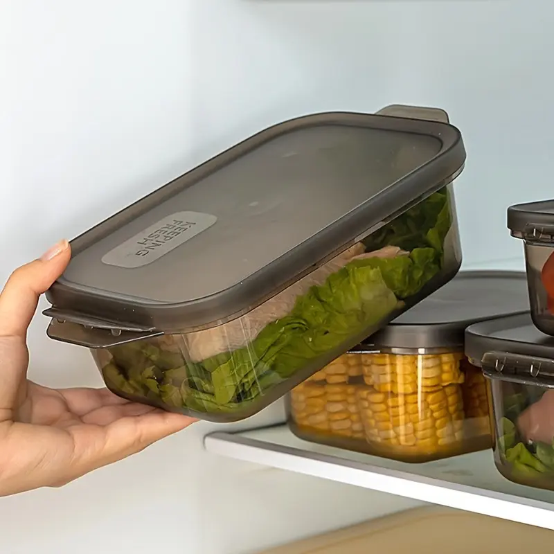 6Pcs food-grade sealed fresh-keeping box with sealed lid (3 boxes + 3 lids), refrigerator storage box, suitable for kitchen, office and picnic, can store meat, vegetables, fruits, soup and lunch boxes, Airtight Food Container