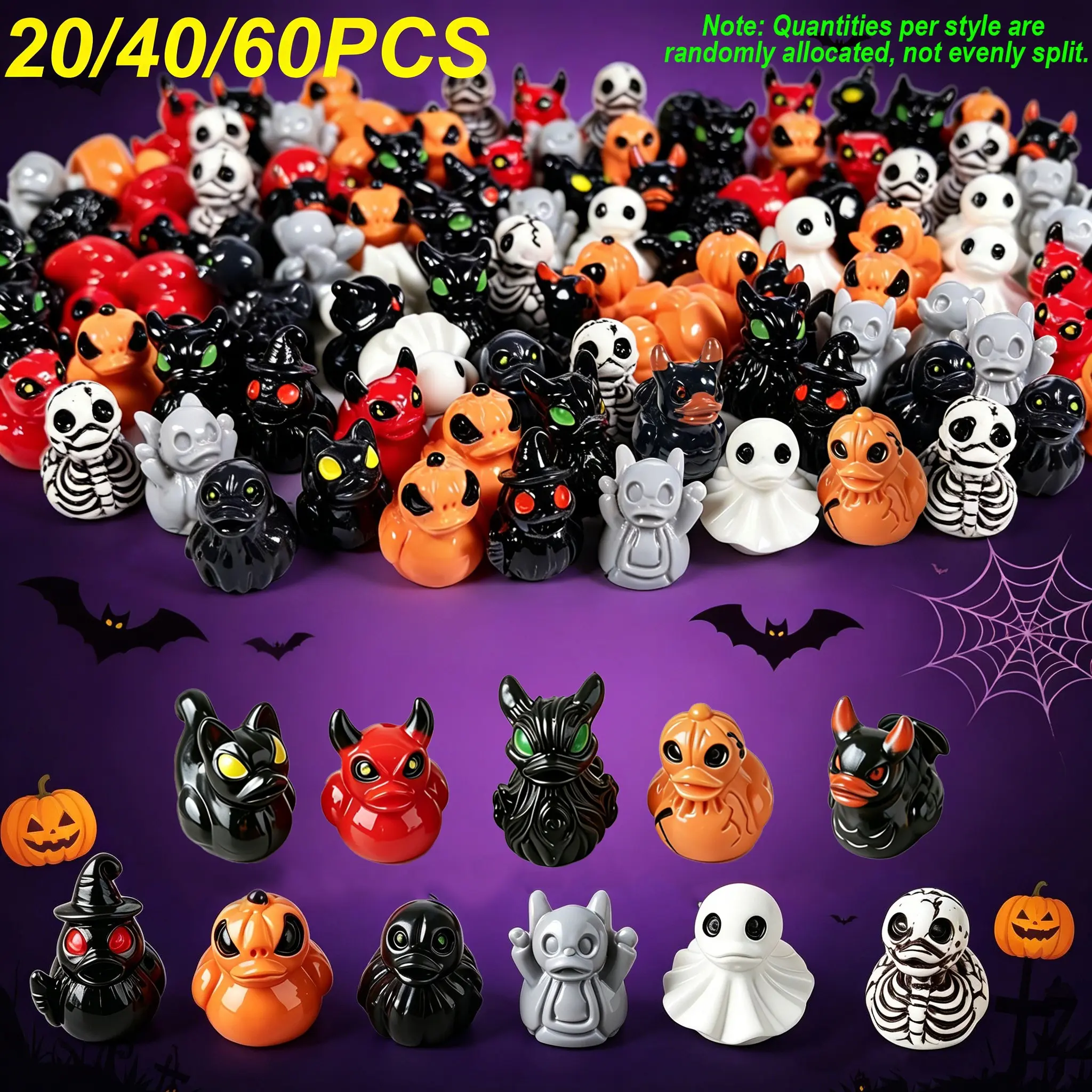 Mini Devil Ghost Skull Resin Ducks, Cute Spooky Desktop Decor, Creative Desktop Ornament, Mini Garden Ornament, Home Decor Ornament, Halloween Christmas Decoration, Party Gift, Decorative Piece, Decorative Ornaments