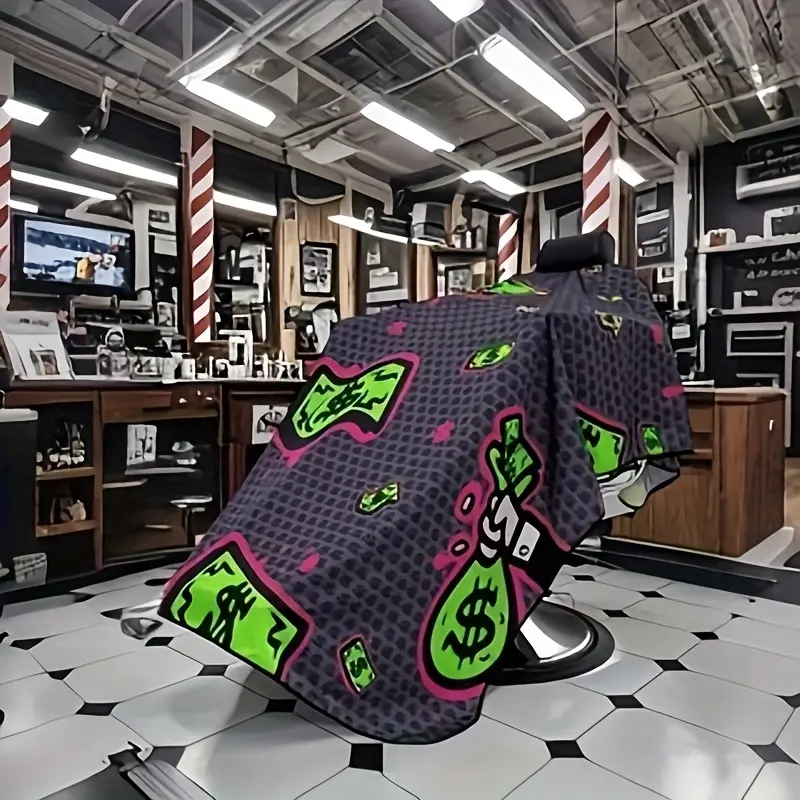 American Pattern Barber Cape for Hairstylists - Durable Easy-Clean Hairdressing Cloak with Adjustable Neck, Professional Salon Must-Have Stylist Gown
