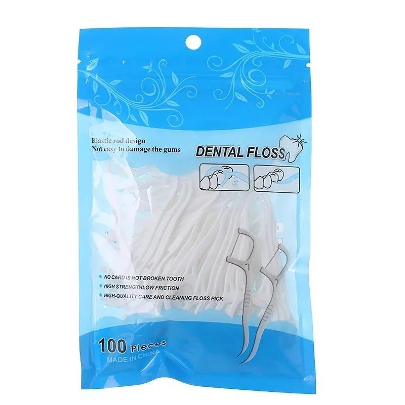 100pcs Disposable Dental Floss, High Toughness Dental Floss Picks for Home & Travel, Thin Thread Tooth Flosses Teeth Cleaning Floss Sticks, Interdental Flosser, Oral Health Dental Care Products, Oral Hygiene Products