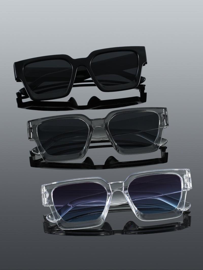 Men's Fashionable Tinted Lens Sunglasses, Trendy Casual Rectangle Frame Sunglasses for Everyday Use, Fashion Accessories for Outdoor Activities, Fashionable Frames Sunglasses