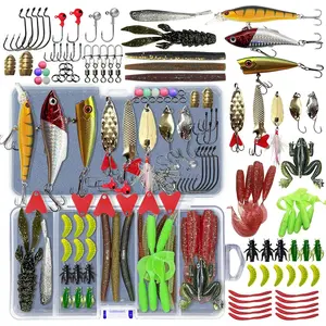 Complete Fishing Lures Tackle Kit with Storage Box |   Crankbaits Topwater Spinnerbaits Soft Worms Jigs Hooks Mixed Baits |   All In One Fishing Gear Set for Bass Trout Freshwater Saltwater Anglers