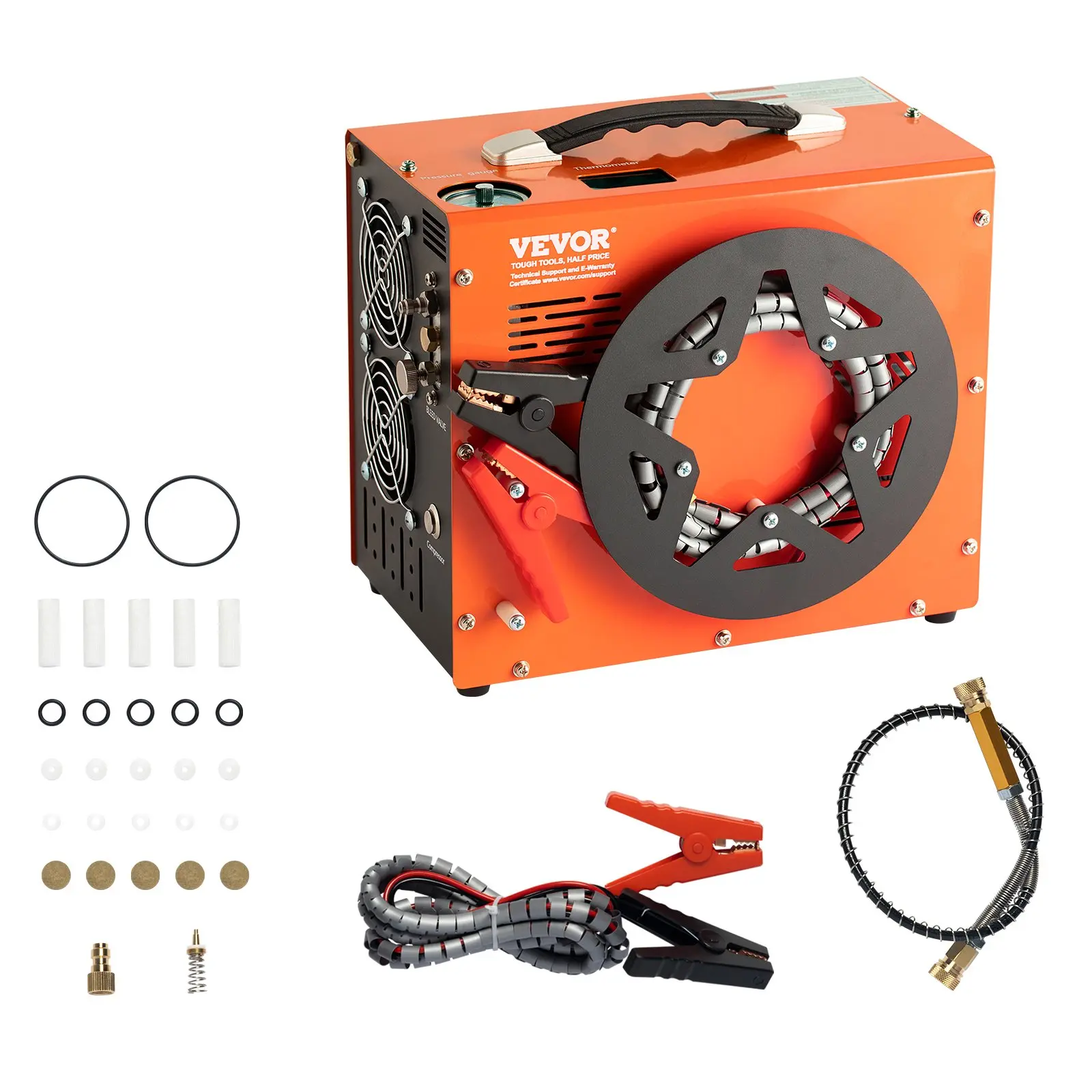 【DealsForYouDays】VEVOR PCP Air Compressor, 4500PSI/30Mpa Portable PCP Airgun Compressor with Built-in Power Converter, Auto-Stop DC12V/AC120V Oil Water-Free Air Rifle, Paintball and Scuba Tank Compressor Pump