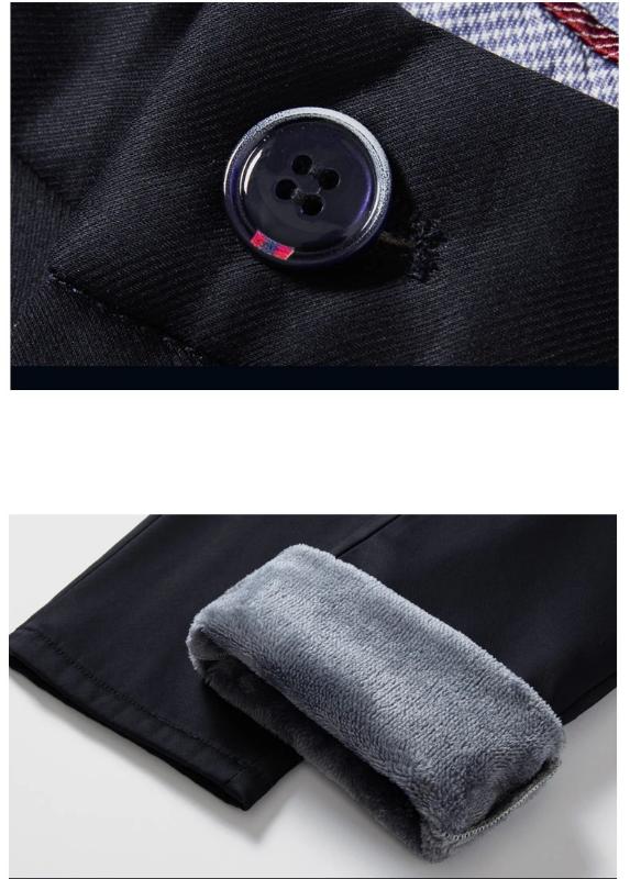 Static Cuff Flannel Thick Men's Casual Pants Winter New Fleece Business Stretch Warm Plush Trousers Brand Slim Straight Male Pants