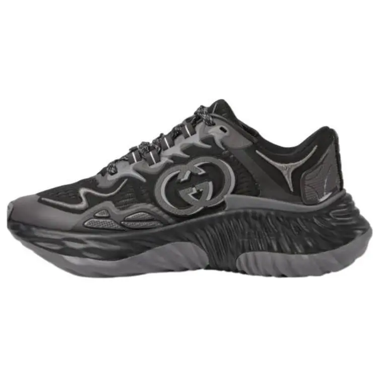 Women's Gucci Ripple Closed-Toe Lace-Up Low-Top Casual Footwear Trainers - Black Trending Style, House White Official Design, Maison Mihara Verifiable with Global Authentication Credentials