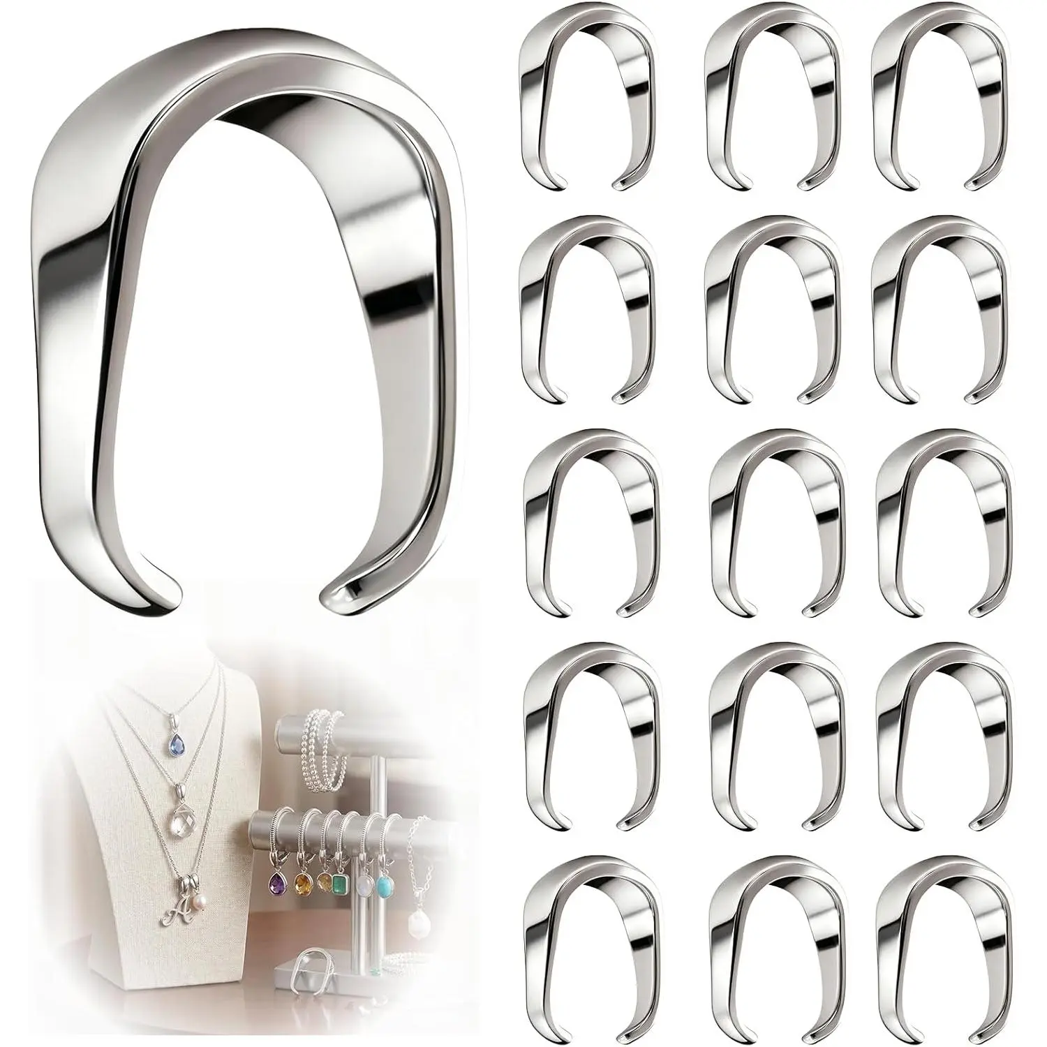 100 count 304 Stainless Steel Pinch Clip Bail Clasps,0.16 Inch,Pendant Holders Connector Findings for  Making,Sturdy Necklace Charm Findings[4X8mm]