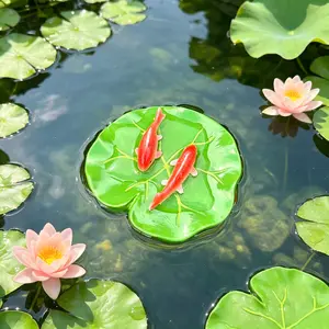 Floating Lotus Koi Ornament, Resin Water Feature, Aquarium Garden Pond Decor, Fish Tank Decoration Gift, Aquatic Scene Enhancer