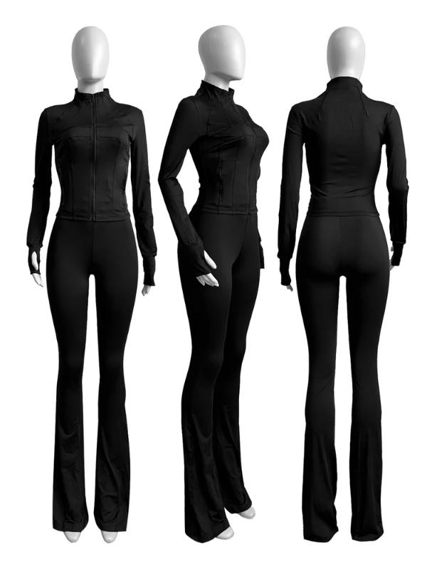 Fall Women Clothes Two Piece Flared Pants Tracksuits Set Casual Gym Active Wear 2 Piece Set Lounge Womens Matching Sets Womenswear Comfort