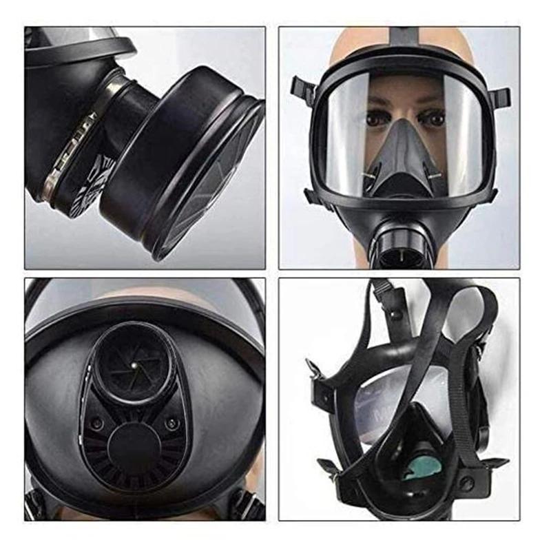Tactical Full Face Respirator Mask with Activated Carbon Filter, Gas Mask for Survival, Nuclear & Chemical Protection, Dust & Vapors Shield, Protective Mask