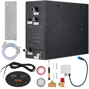 VEVOR Steam Shower Generator, 15 kW, Segmented Heating Temperature Customization 24h Timer Steam Bath Kit, Automatic Drainage Luxury Home Steam Shower System, Acrylic Room Tested to UL Standards