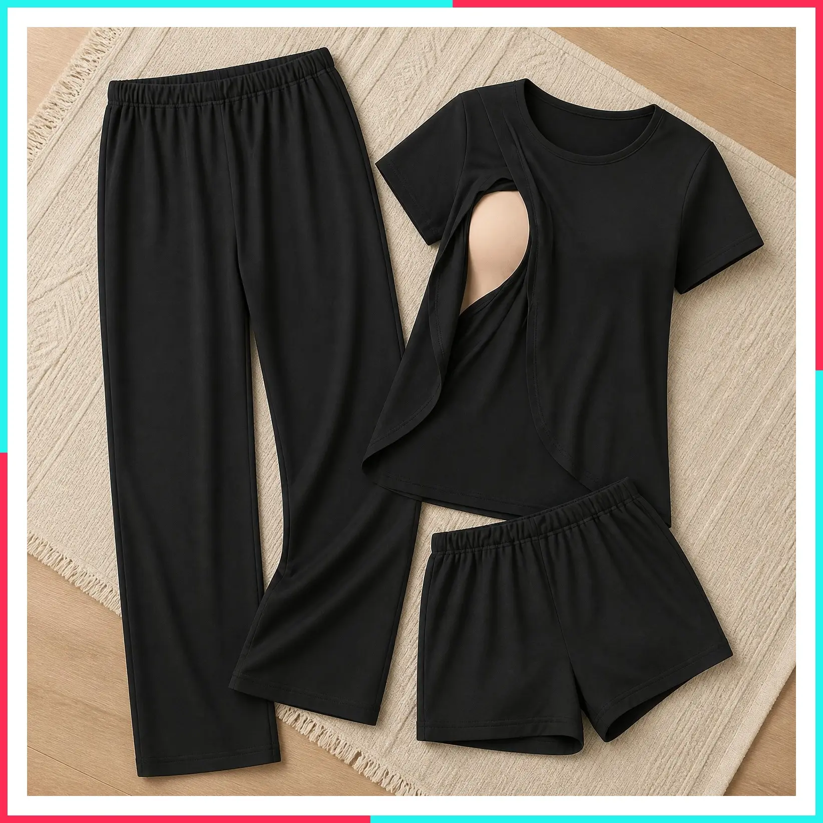 3 PCS Maternity Nursing Pajamas Set Postpartum Breastfeeding PJS