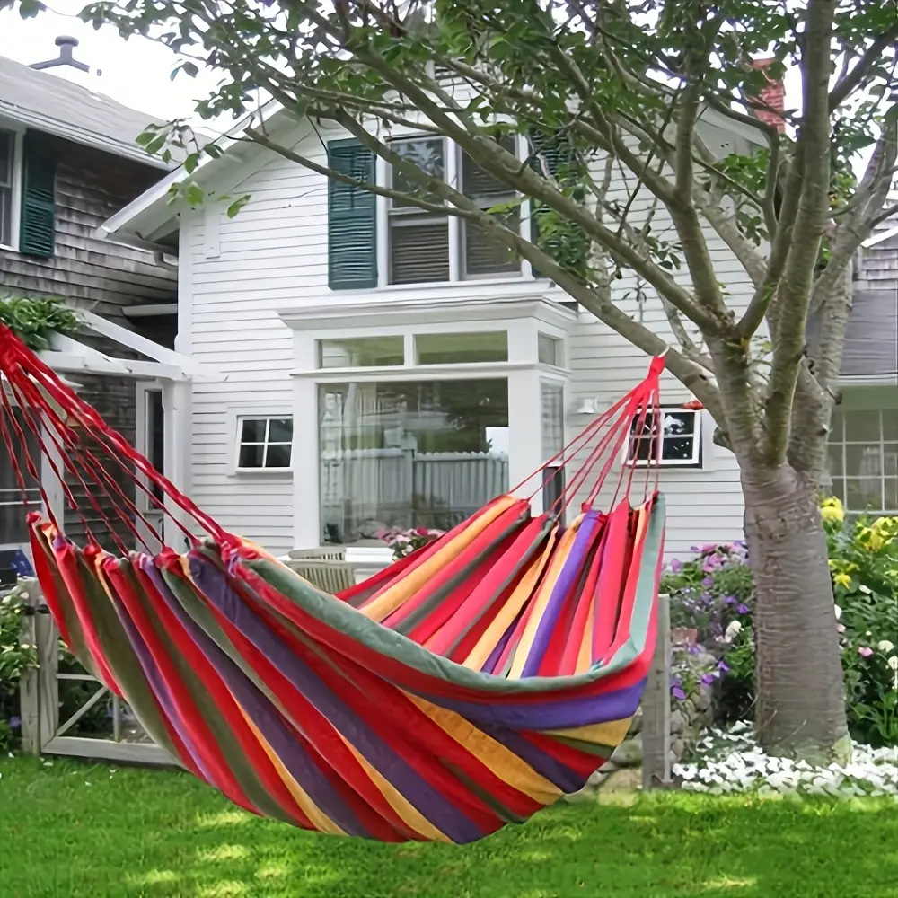 Portable Unisex Single-Person Travel Hammock, Heavy-Duty Canvas Anti-Rollover Design, 300lb Capacity Unique Camping Gear for Camping, Outdoor Relaxation