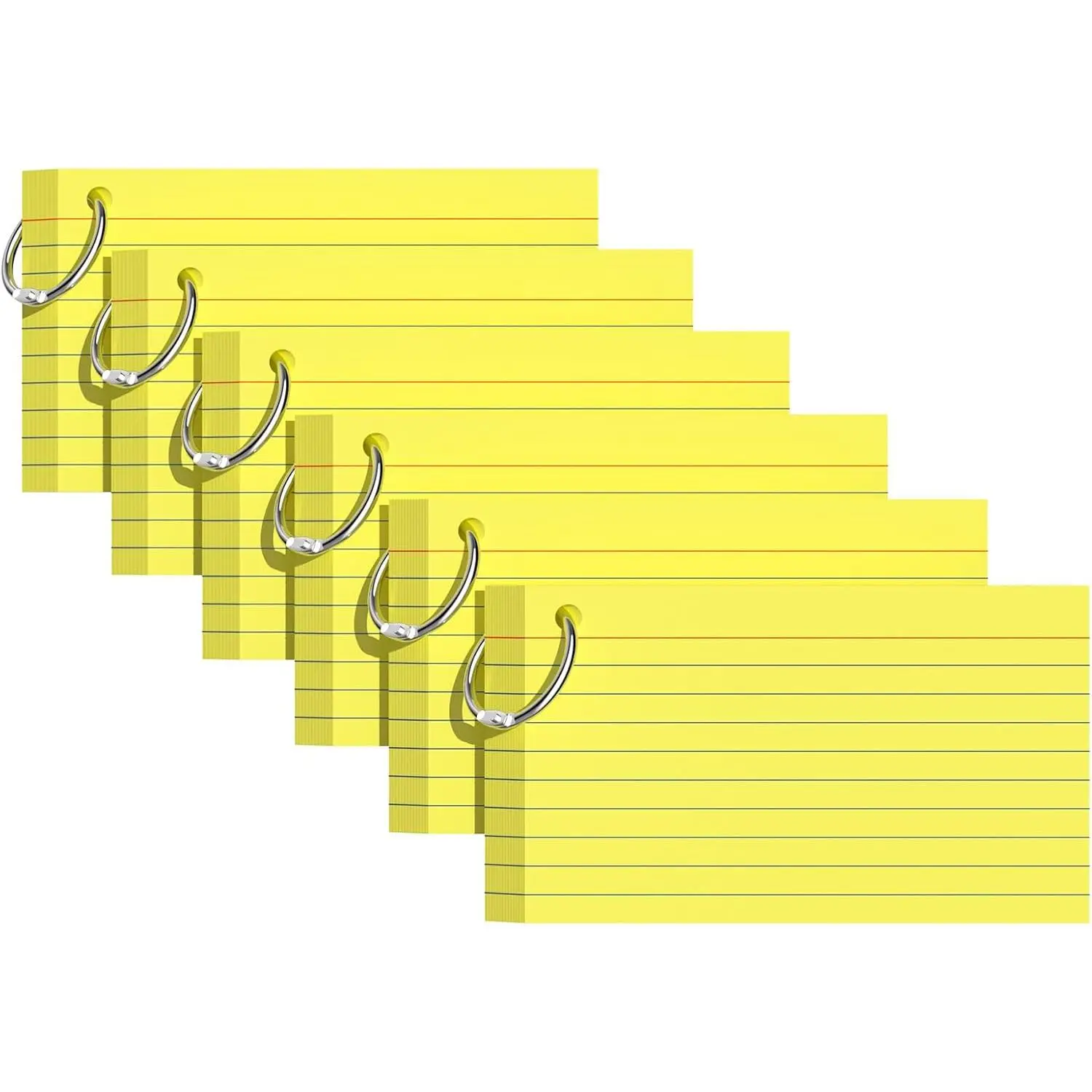 300 count Index Cards 3x5 Inches, Yellow Flash Cards with Ring | Punched Lined Study Card Ruled Flashcards Notecards, Ruled Front and Blank , Note Card for School, College and