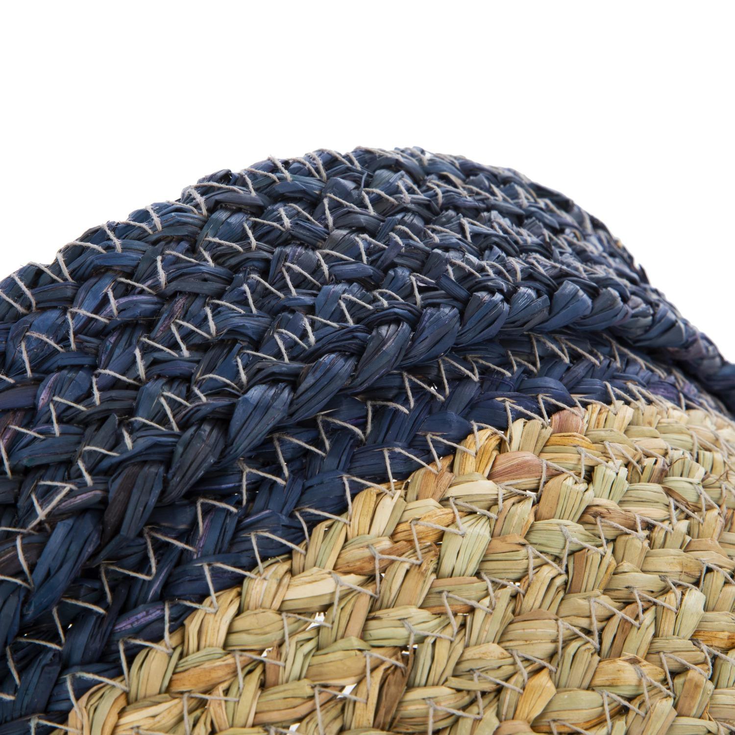 [Home Decor] Two-Tone Seagrass Basket - 11x8.3 Inch Navy & Natural Storage Bin for Shelf Organization & Displays