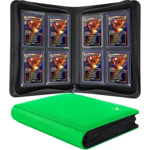 Top loader Binder, Holds 128+ Toploaders, 4 Pocket Top Loader Card Storage Case, Double-Sided Pockets for trading card 3 x 4'' Toploaders (Grass Green)