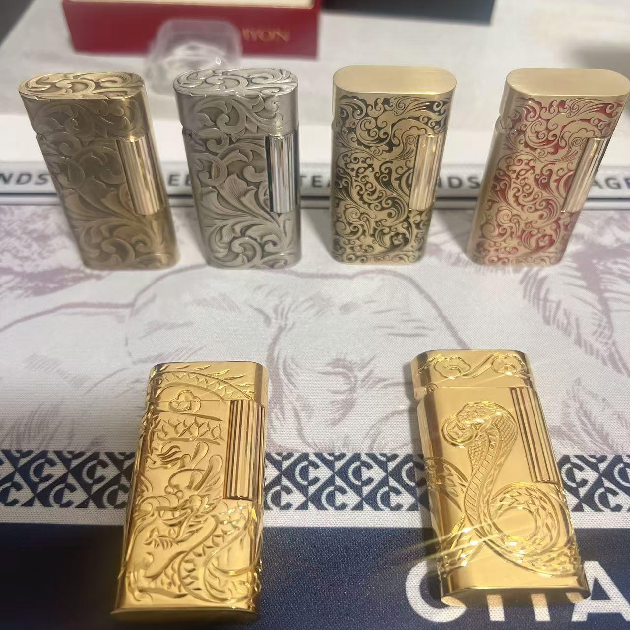 Luxury Gold Plated Vintage Lighter Full Copper Mini Size Unique Gift for Men Birthday Father Husband High End Fashion Collectible No Fuel Included