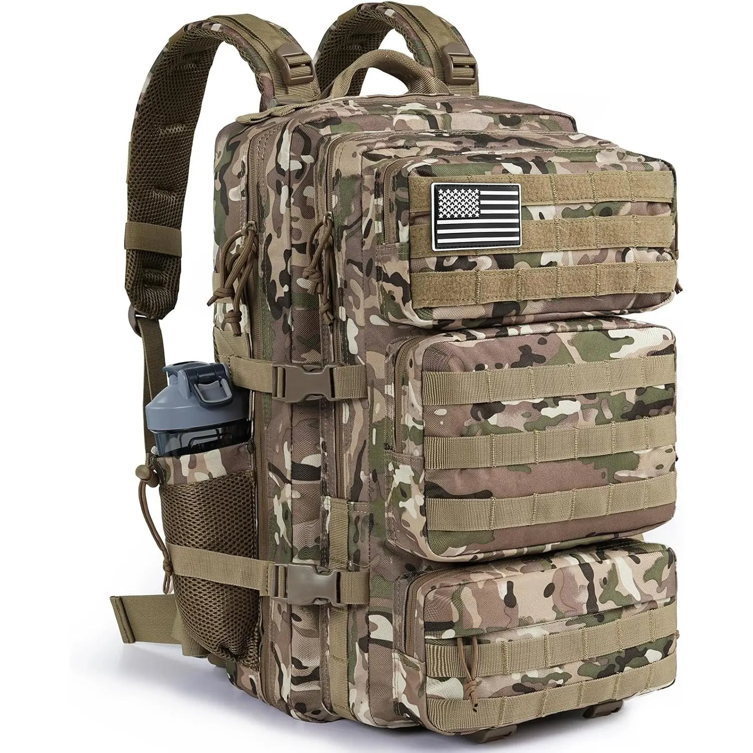 Military Tactical Backpack 50L Large Day Backpack for Men Molle Army 3 Days Assault Pack Bug Out Bag Water Resistant and Heavy Duty Hiking Treeking Rucksack - Camouflage