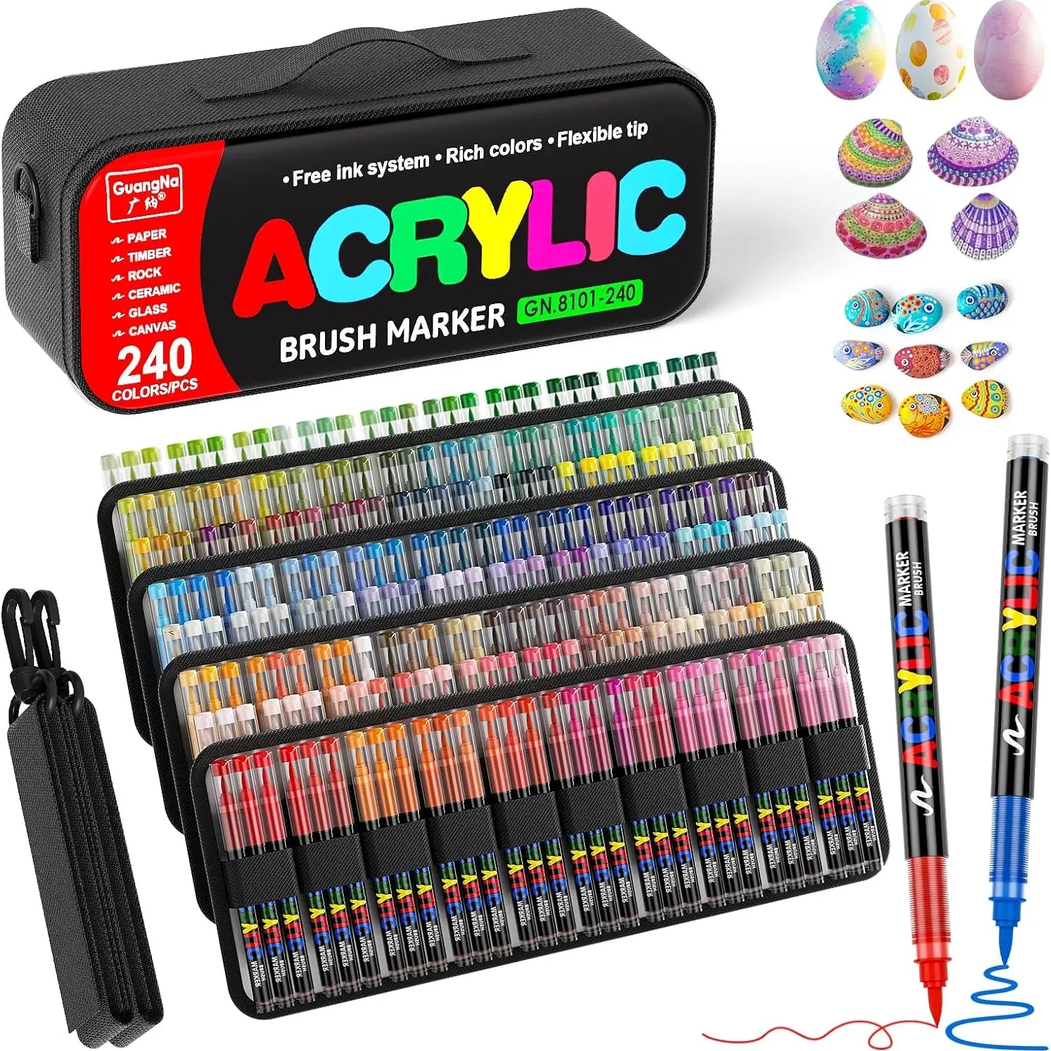 Guang Na 240 Color Acrylic Marker Pens, Fast-Drying Water-Based Tips, Ideal for DIY Crafts, School Supplies, Christmas Gifts