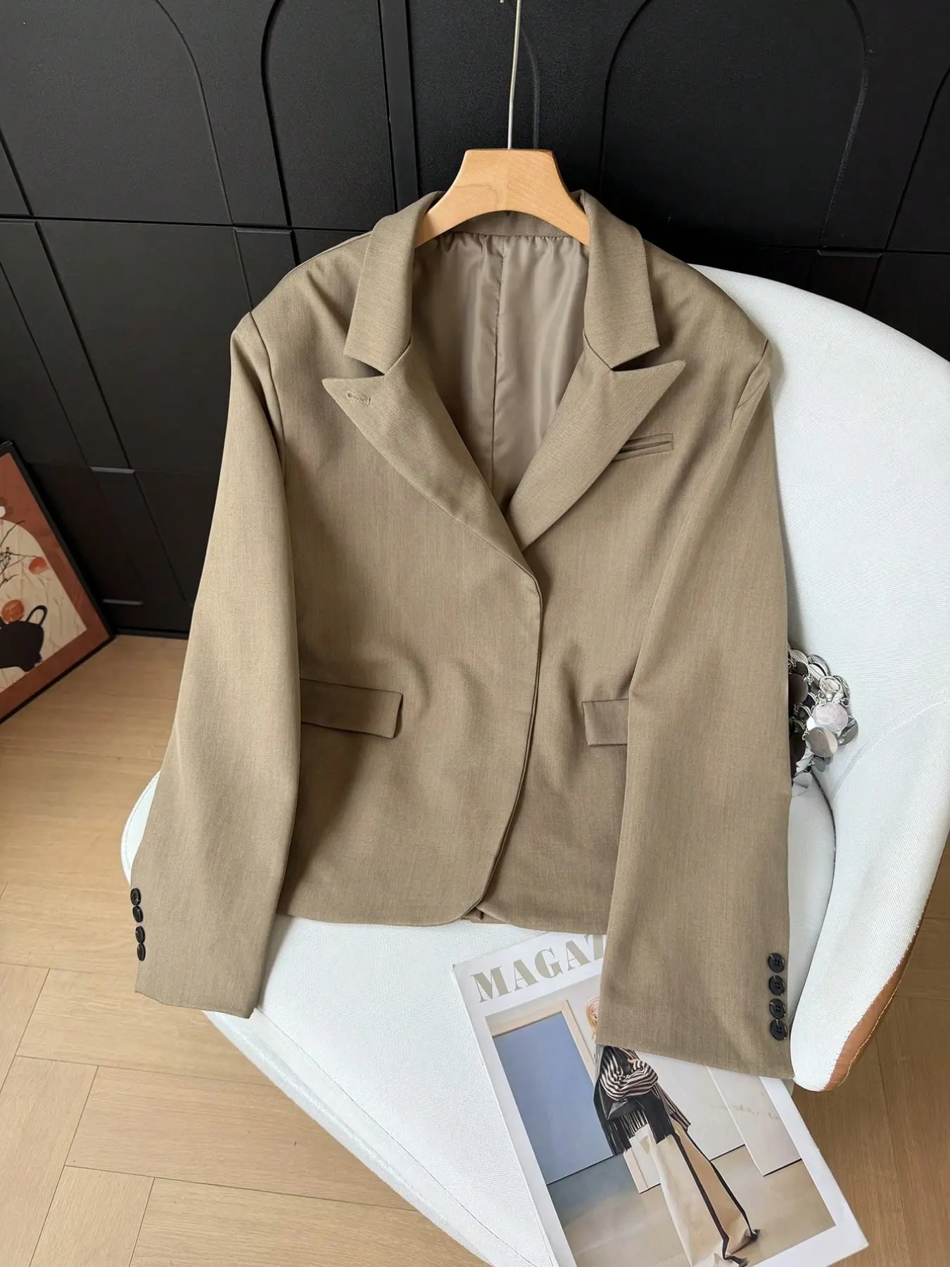 Women's Spring Summer Casual Elegant Fashion Striped Long Sleeve Loose Fit Travel Vacation Single Button Suit Jacket for Music Festival/wedding Season
