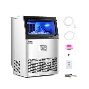 VEVOR Commercial Ice Maker Machine, 100lbs/24H Ice Maker Machine with 33lbs Storage Capacity, 45 Ice Cubes in 15 Minutes, LED Digital Display Freestanding Self - Cleaning for Bar Office Restaurant