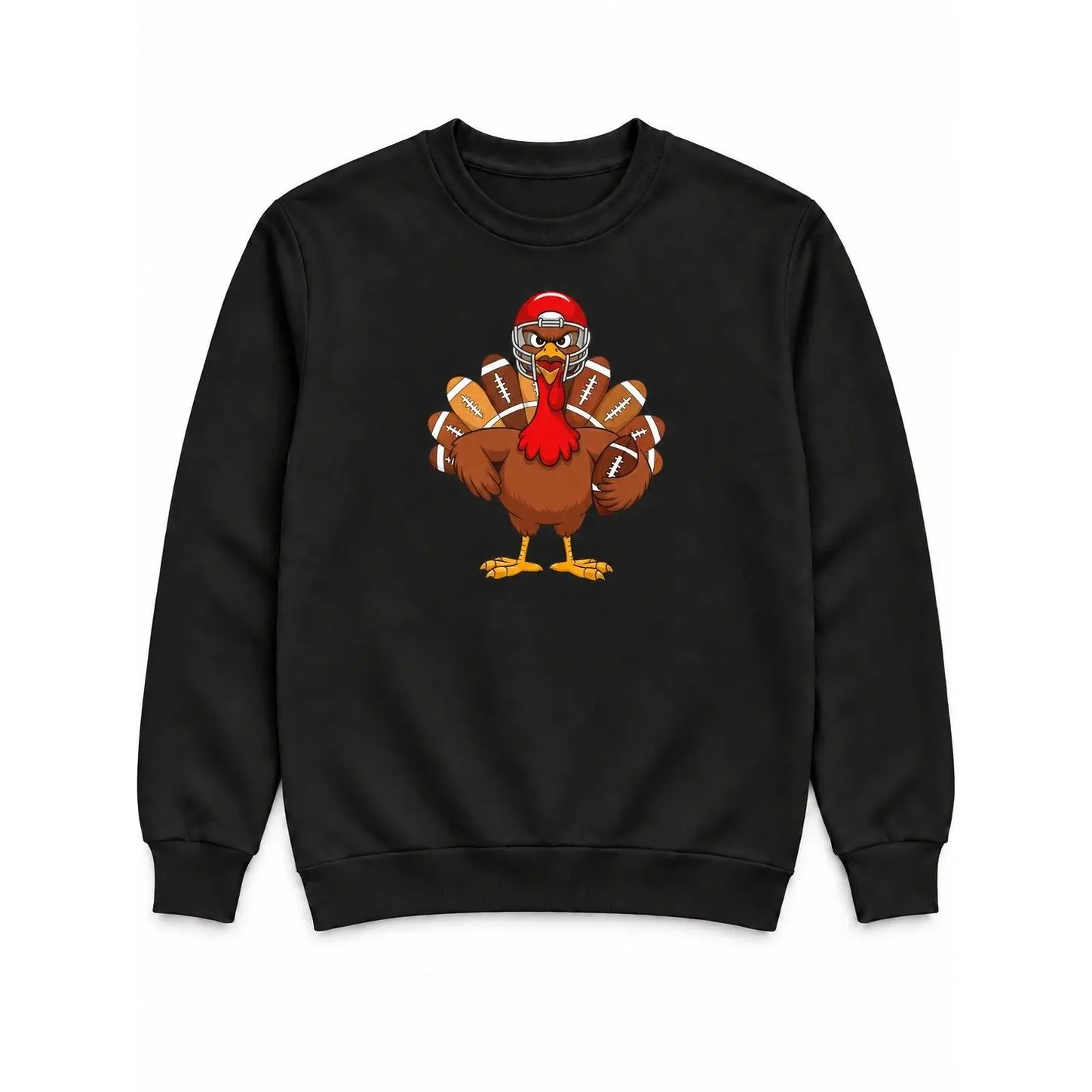 Thanksgiving Football Turkey Graphic T-Shirt or Crewneck Sweatshirt, Funny Turkey in Football Helmet, Unisex Fall Game Day Shirt and Pullover