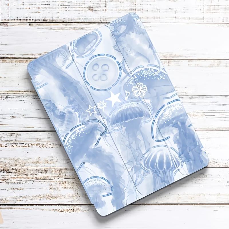 Blue Cute Creatures Suitable for iPad  Protective Case 2021 with Side Sticker and Stand, Cartoon Air5 with Pen Slot, 12.9 for iPad 10.2 Inch, Transparent Anti-fall Case for iPad 9th Gen, Pro11/Air4th/Air5th 10.9 Inch, 7/8/9th for ipad Air6