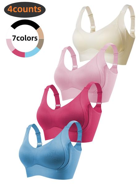 4-Pack Women's Wireless Bra Set, Adjustable Strap Comfortable Fit, Soft & Breathable Fabric, Perfect for Daily Wear, Ladies Underwear Essentials