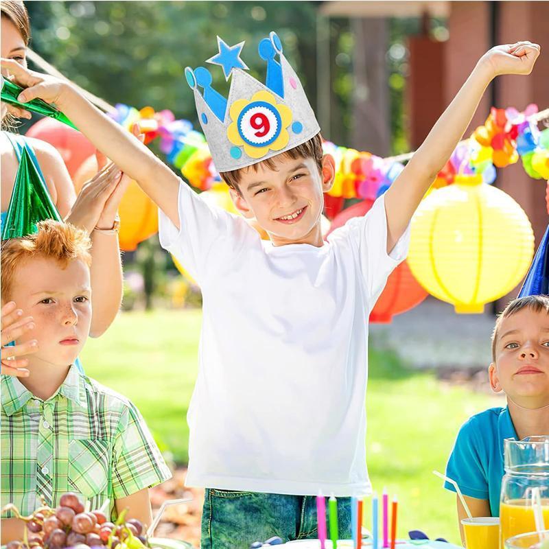 Adjustable Felt Birthday Crown Birthday Hat Durable Interchangeable Numbers Crown Photo Props  or Girls Boys Birthday party hat