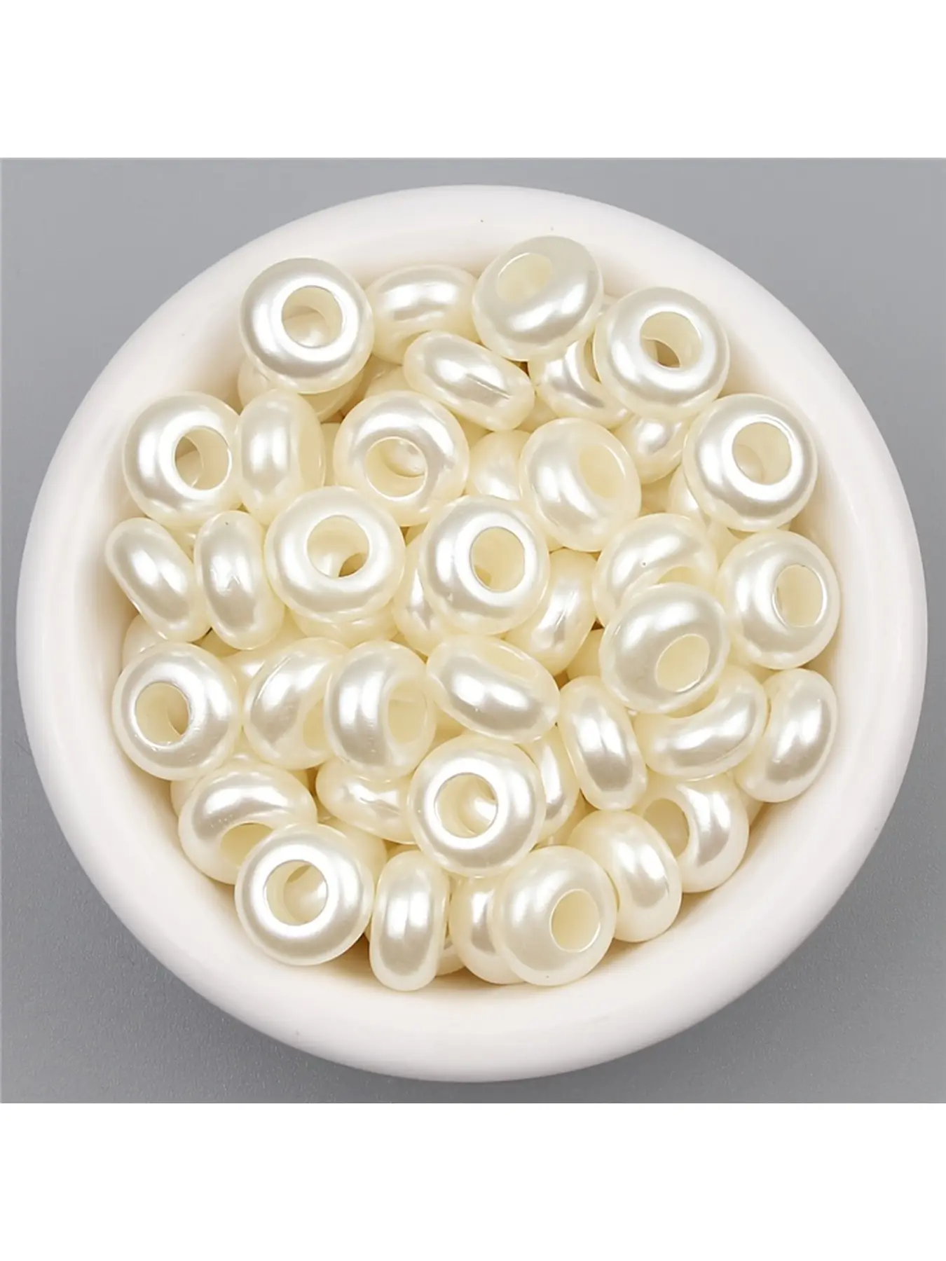 50Pcs 11mm Solid White Large Hole Acrylic Beads, Shiny DIY Beading Materials for Phone Chain Jewelry Making