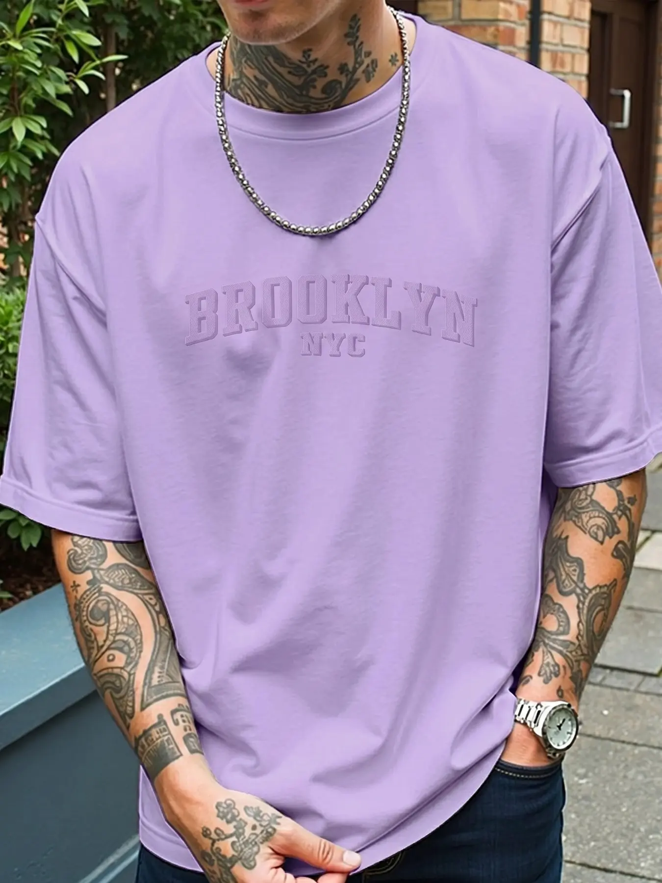 Vintage Brooklyn NYC Monochrome Letter Oversized Streetwear T Shirt, Men's Loose Fit Subtle Graphic Crew Neck Short Sleeve for Daily Wear, Summer Sale Deals 2026 #summersaledeals2026 #mensdailyoutfit #graphictee #casualbasic