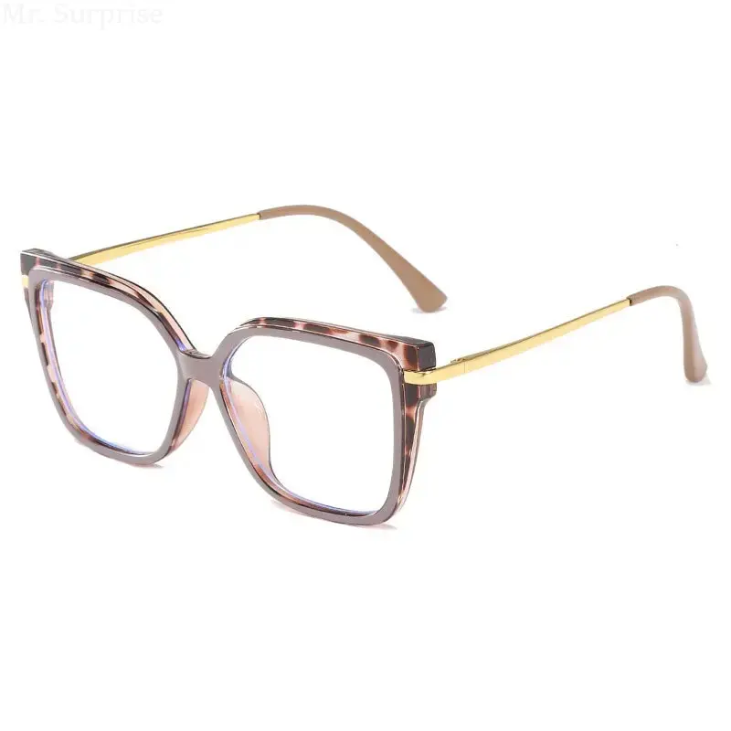 Unisex All Over Print Leopard Cat Eye Blue Light Filter Glasses - Lightweight 1 Size Fits All Non-Prescription Frames, Anti-Eyestrain Computer Eyewear for Adults' Workplace & School, Statement Frame Glasses