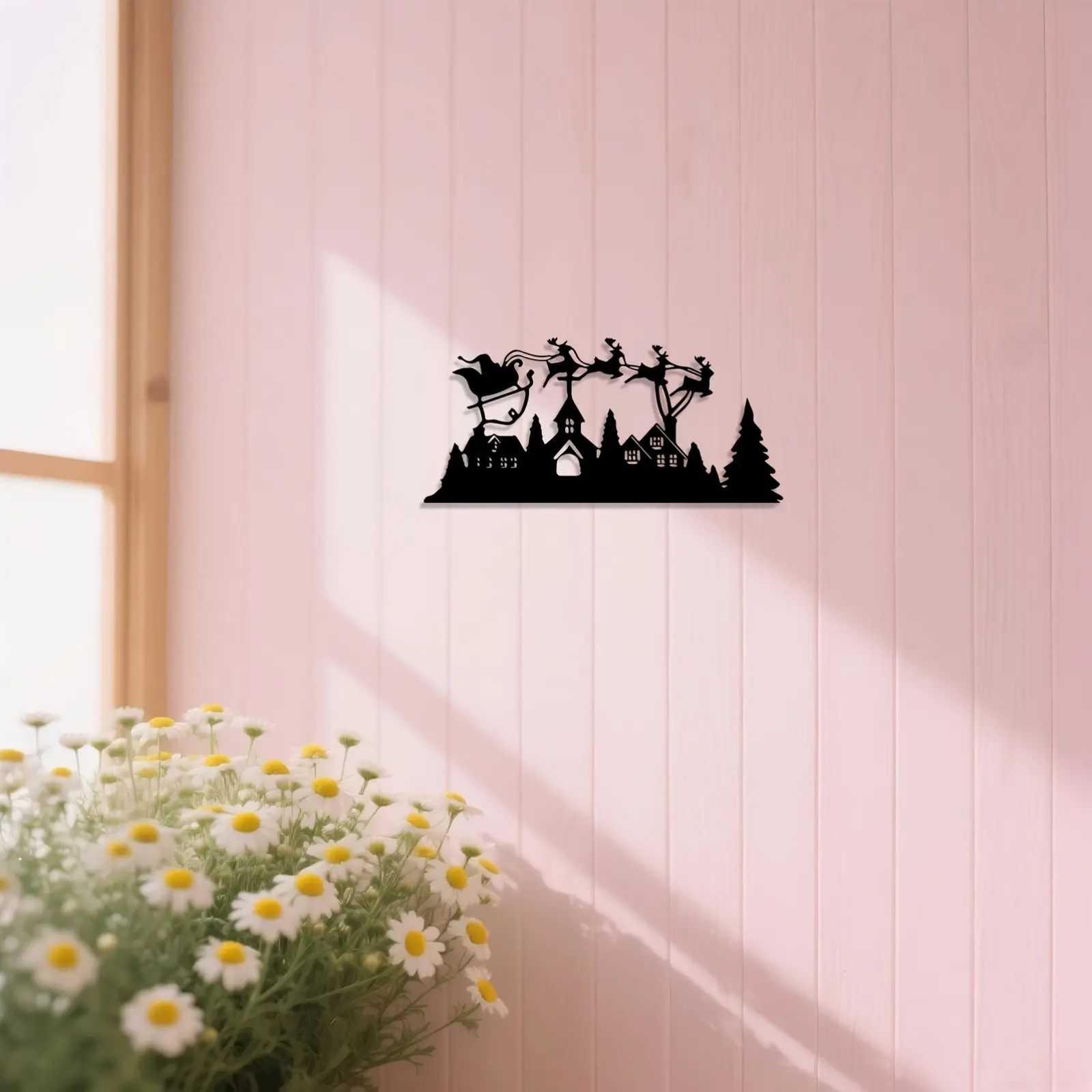 1 piece of retro iron Christmas door frame corner decoration - holiday metal wall sculpture with Santa Claus, reindeer, and snowman designs, suitable for bedroom and bathroom holiday decoration, Christmas decoration