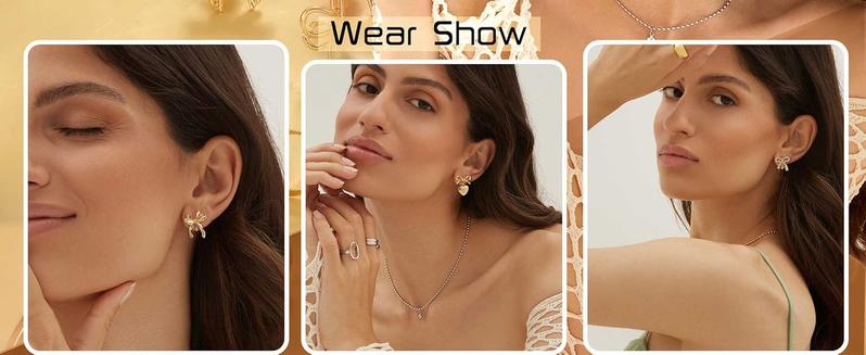 THUNARAZ 7 Pairs Diverse Golden Bow Clip on Earrings Non Piercing Ribbon Long Dangle Drop Tassel Ear Clips for Women Sparkly Jewelry Gift Set for Birthday Music Festivals Parties Important Occasions Christmas Gift