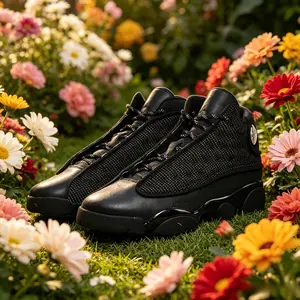 Vintage Black Full Knit Upper Bubble Sole Mid Top Sneakers All Black Retro Streetwear Casual Shoes Lightweight Breathable Daily Walking Trainers