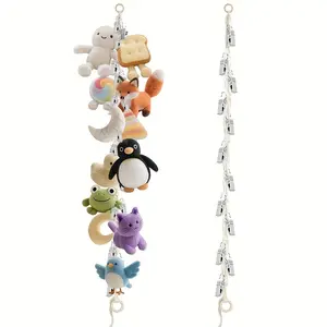 1pcs Storage Hammock with Metal Clips, Bohemian Style Photo Organizer Chain, Hang Toys Hats Socks Holiday Cards, Wall-Mounted Item Rack