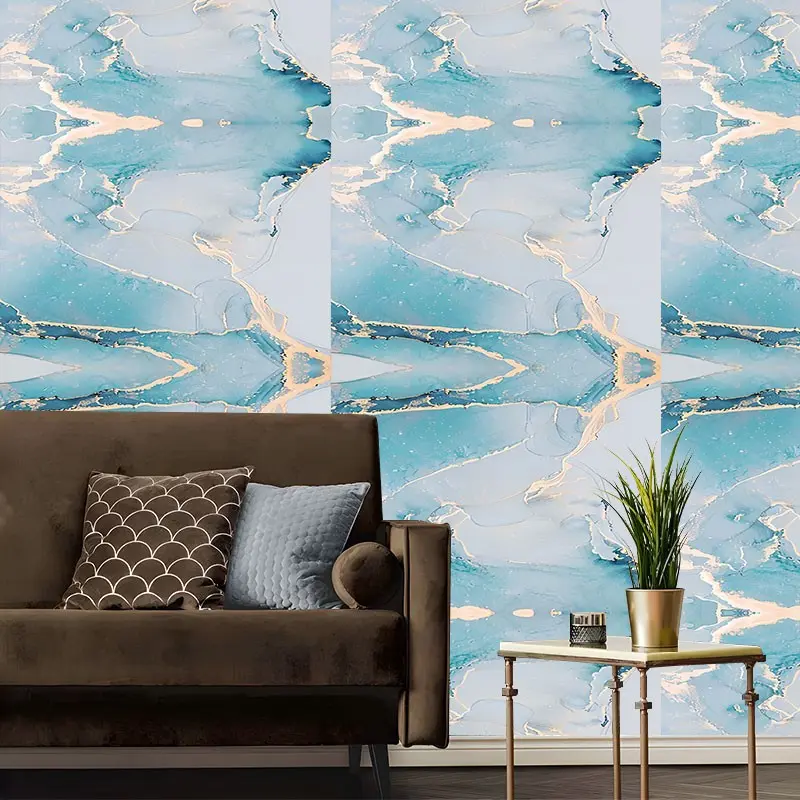 Luxury Blue Golden Marble Peel And Stick Wallpaper, Resistant Easy To Clean Self Adhesive Removable,No Residue, Reusable Durable Home Decoration,Suitable For Bedroom,Living Room,Cabinet All Indoor Decor Surfaces,Perfect Gift for Home Decor Enthusiasts