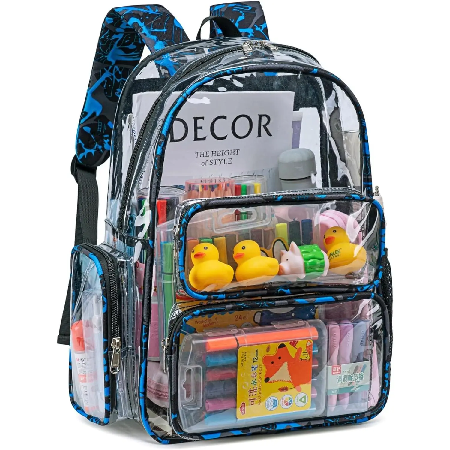 Clear Backpack Heavy Duty Transparent Bag See Through BookBag for Student School Work Festival Sport Travel (Y-Graffiti)